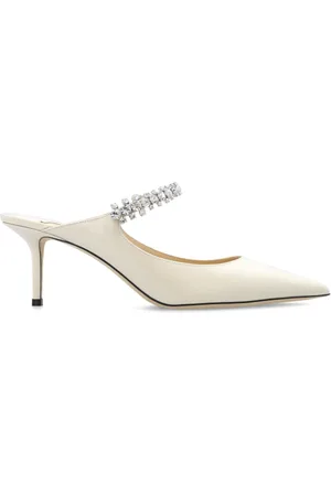 Jimmy Choo Skor, Dam, 36 EU, Läder, Mules i linne i lackläder med kristallrem