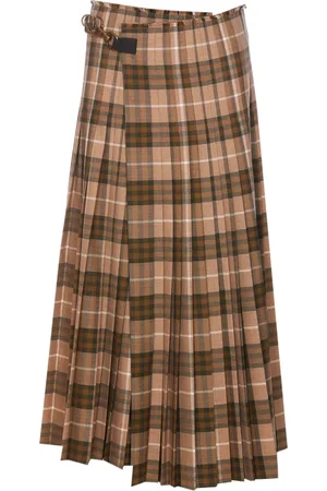 Burberry Kjol, Dam, S, Bomull, Rutig Veckad A-Linje Kjol