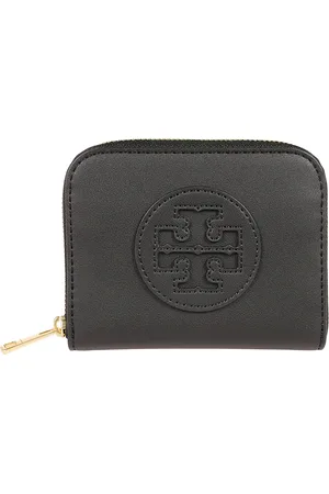 Tory Burch Accessoarer, Dam, ONE Size, Läder, Svart läderplånbok med ikonisk logotyp