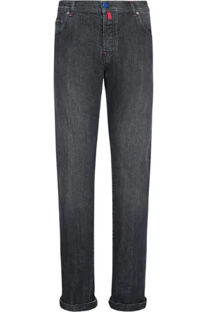 Kiton Jeans, Herr, W32, Bomull, Slim-fit mörkgrå byxor
