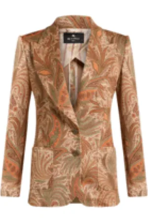 Etro Jacka, Dam, M, Bomull, Paisley Jacquard Jacka Arancio Ss25