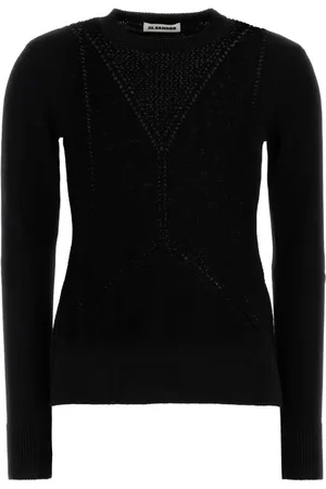 Jil Sander Stickade tröjor & koftor, Dam, S, Bomull, Svart Ullblandningströja