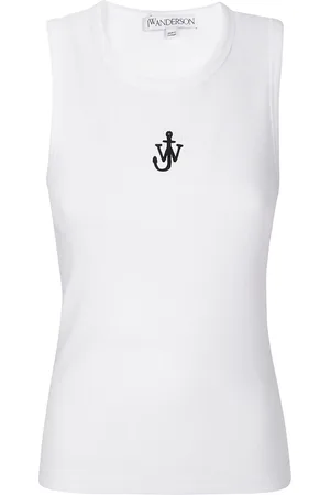 J.W.Anderson Topp, Dam, XS, Bomull, Ribbad Topp med Broderad Logga