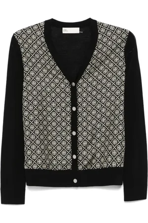 Tory Burch Stickade tröjor & koftor, Dam, M, Monogram Cardigan Stickad Tröja
