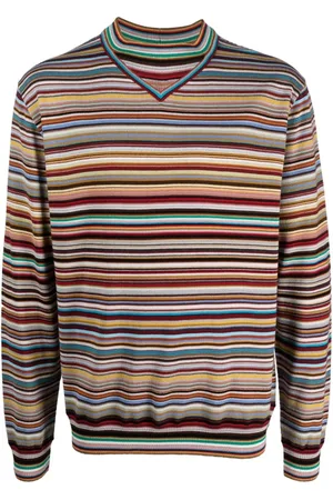 Paul Smith Stickade tröjor & koftor, Herr, M, Randig tröja i jungfruull