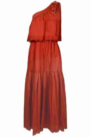 Vanessa Bruno Klänning, Dam, S, Bomull, Elegant Off-Shoulder Maxi Klänning