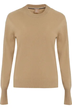 HUGO BOSS Stickade tröjor & koftor, Dam, L, Cashmere Tröja med Rund Hals