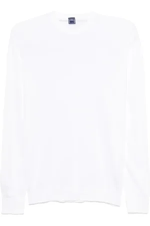 FEDELI Stickade tröjor & koftor, Herr, M, Vit Crew Neck Sweater