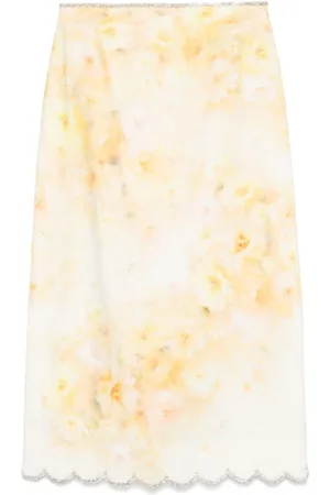 ZIMMERMANN Kjol, Dam, M, Bomull, Crush Scalloped Midi Skirt