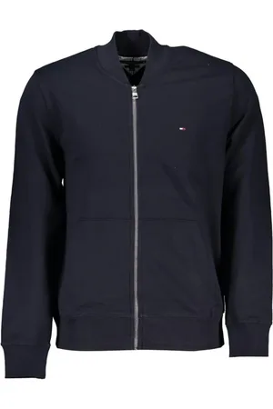 Tommy Hilfiger Sweatshirts & Hoodies, Herr, M, Bomull, Broderad tröja i borstad bomull med dragkedja