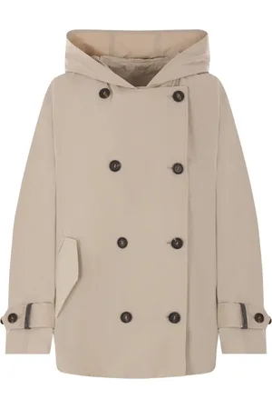 Brunello Cucinelli Kappa, Dam, XS, Taffetaparka z Podwójnym Rzędem Guzików