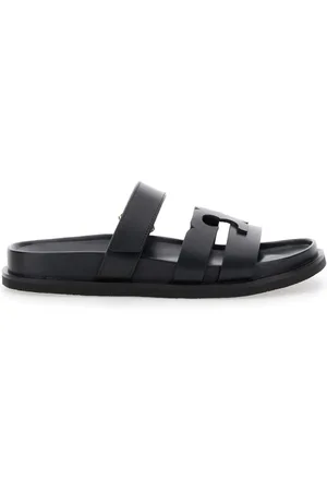 Tory Burch Skor, Dam, 37 1/2 EU, Läder, Svarta lädersandaler med logotyp
