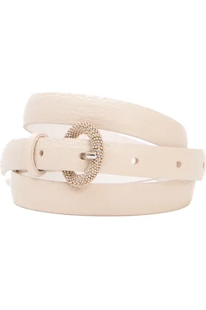 Orciani Accessoarer, Dam, 85 CM, Ivory Glittrande Strass Rund Spänne Bälte