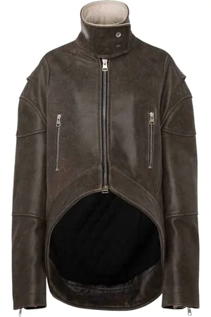 J.W.Anderson Jacka, Dam, S, Läder, Distressed Läderjacka med Hög Krage