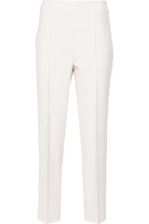 PESERICO SIGN Byxor, Dam, M, Bomull, Elfenbensfärgade Slim-Fit Cropped Byxor