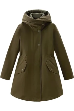 Woolrich Kappa, Dam, S, Grön Parka med Avtagbar Innerjacka