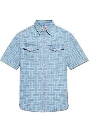 Kenzo Skjorta, Herr, S, Denim, Denimskjorta med korta ärmar