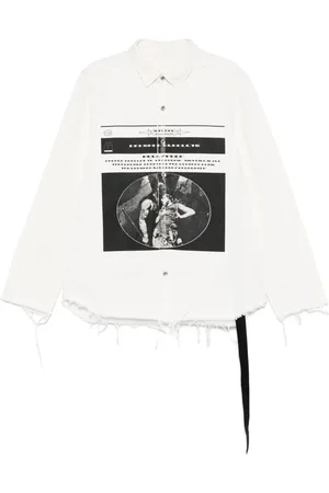 Rick Owens Jacka, Herr, M, Bomull, Vit Jacka med Opera Print