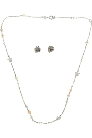 Tory Burch Accessoarer, Dam, ONE Size, Metalliska örhängen med glaspearlaccent