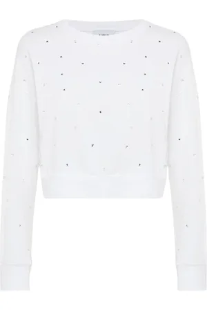 ALPHA STUDIO Sweatshirts & Hoodies, Dam, S, Långärmad Cropped Topp med Gnistrar