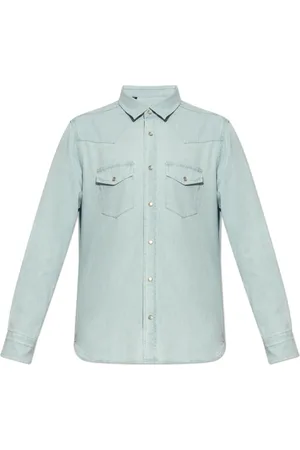 Tom Ford Skjorta, Herr, L, Denim, Denim Chambray Western Skjorta