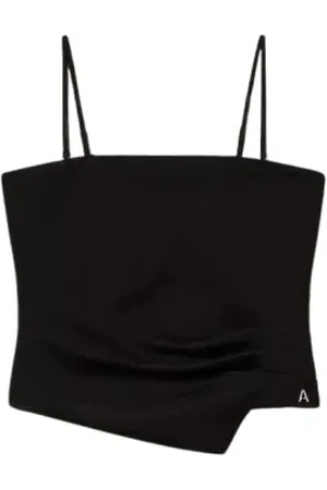 Twin-Set Topp, Dam, M, Polyester, Asymmetrisk Svart Topp