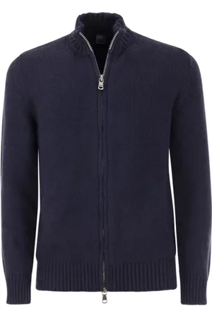 FEDELI Stickade tröjor & koftor, Herr, L, Bomull, Vinter Zip Cardigan i Bomull