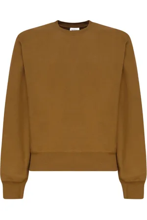 Saint Laurent Sweatshirts & Hoodies, Herr, M, Brunsocker Crewneck Sweatshirt med Cassandre Broderi