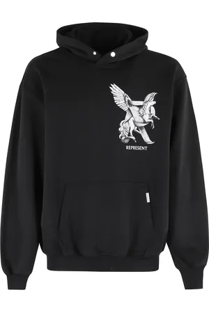 Represent Sweatshirts & Hoodies, Herr, S, Bomull, Svart Elegance Hoodie med Logotyptryck