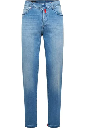 Kiton Jeans, Herr, W32, Bomull, Slim Fit Indigo Bomullsjeans
