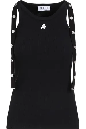 The Attico Topp, Dam, S, Bomull, Svart Ribbad Tank Top