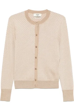 Fendi Stickade tröjor & koftor, Dam, S, Ikonisk Micro FF Jacquard Tröja