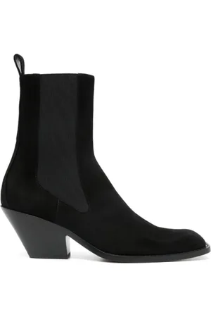 Khaite Skor, Dam, 37 1/2 EU, Mocka, Svarta cowboyboots i kalvmocka