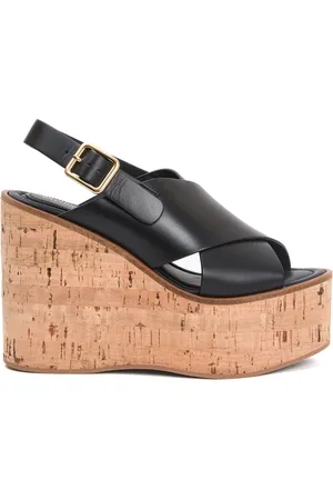 Paloma Barceló Skor, Dam, 39 EU, Läder, Svarta läderkilar sandaler