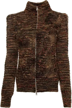 Isabel Marant Stickade tröjor & koftor, Dam, XS, Räfflad Cardigan med Dragkedja