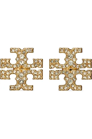 Tory Burch Accessoarer, Dam, ONE Size, Gyllene Kristall Mässingsörhängen