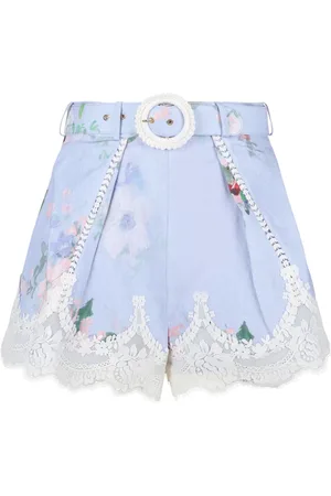 ZIMMERMANN Shorts, Dam, S, Linne, Everley Shorts med spetskant och veck