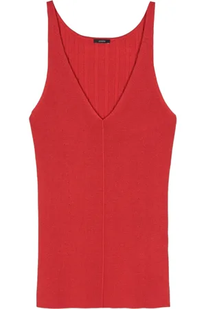 Joseph Topp, Dam, M, Polyester, Röd Ribbstickad Tank Top i Satin