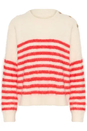 Part Two Stickade tröjor & koftor, Dam, S, Polyester, Mjukstickad Tröja Mars Stripe