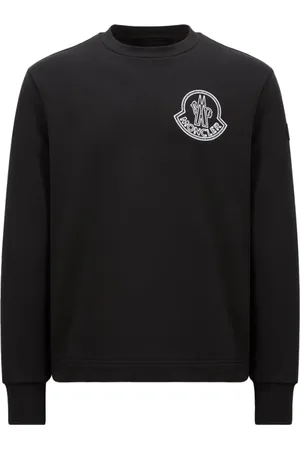 Moncler Sweatshirts & Hoodies, Herr, 2Xl, Bomull, Logo Sweatshirt Svart Långärmad