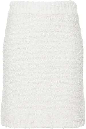 Joseph Kjol, Dam, L, Bomull, Vit Stickad Texturerad Vardagskjol