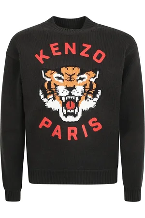 Kenzo Stickade tröjor & koftor, Herr, S, Bomull, Lucky Tiger Jumper Sweater