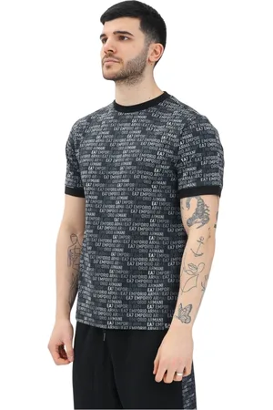 EA7 Topp, Herr, 2Xl, Bomull, Svart kortärmad T-shirt sportig stil