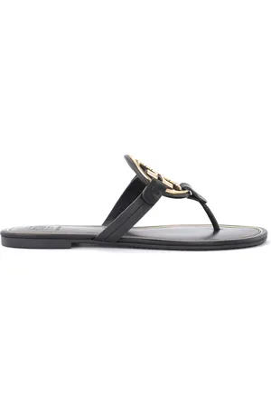 Tory Burch Skor, Dam, 38 EU, Läder, Läder Miller Sandal med gyllene logotyp