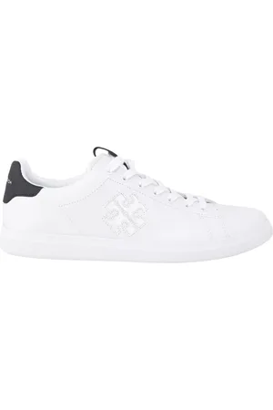 Tory Burch Skor, Dam, 37 1/2 EU, Läder, Vita Lädersneakers Howell Logo