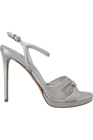 Prada Skor, Dam, 41 EU, Läder, Silver Stiletto Heel Sandaler