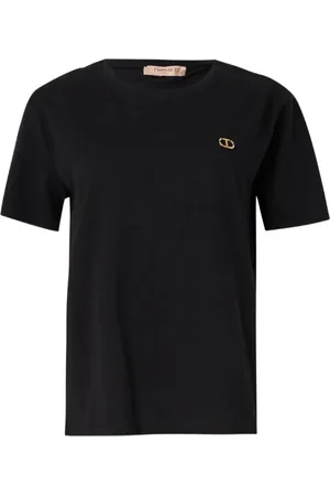 Twin-Set Topp, Dam, M, Bomull, Kortärmad Logotyp T-shirt