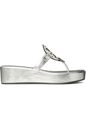 Tory Burch Skor, Dam, 38 EU, Läder, Metallic Double T Thong Sandaler