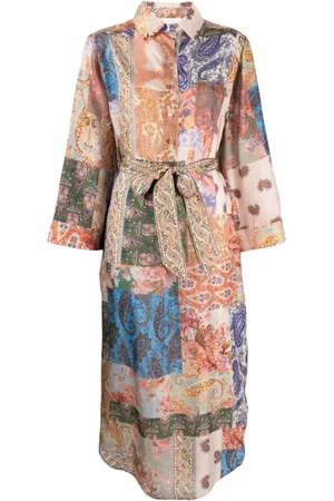 ZIMMERMANN Klänning, Dam, M, Patchwork Paisley Silk Shirtdress