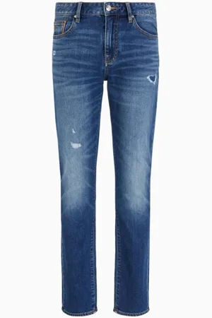 Armani Exchange Jeans, Herr, W29, Bomull, Blå Slim Fit Stretch Jeans